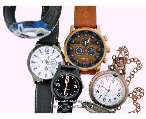 *Four Wristwatches, Including Timex, Ice, And A Pocket Watch