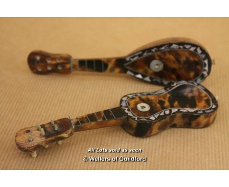 *Vintage Miniature Guitar And Mandolin Faux Tortoiseshell And Mother Of Pearl [LQD123]