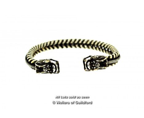 White Metal Bangle With Dragon Head To Each End