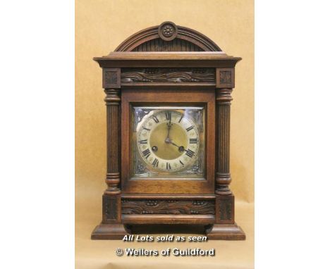 *Antique Rosewood Inlaid Bracket Mantle Clock Working &amp; Complete With Key [LQD 117]