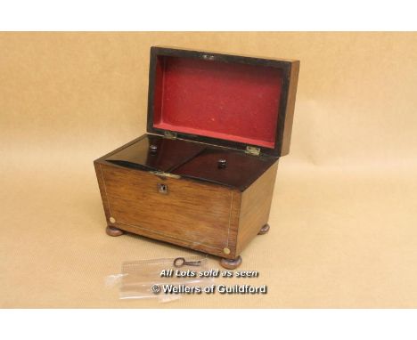 *Georgian Rosewood Tea Caddy Sarcophagus Form, Mother Of Pearl [LQD123]