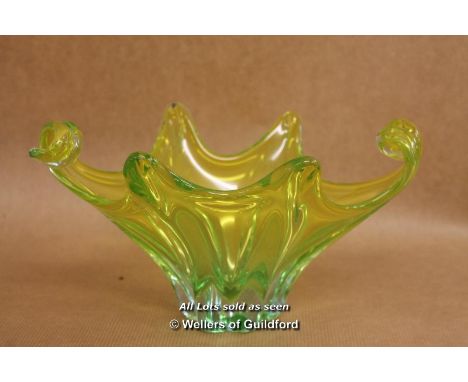 *Vintage Murano Sculptural Art Glass Bowl With Slight Uranium C1960'S  [LQD123]