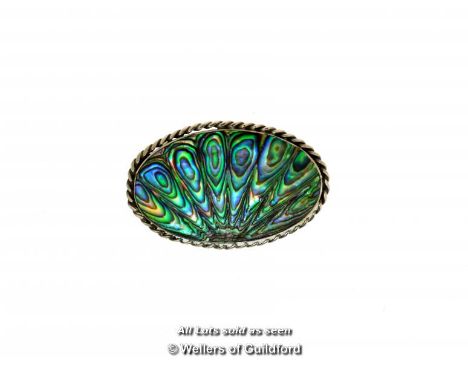 *Vintage Abalone Brooch Mounted In Silver [LQD123]