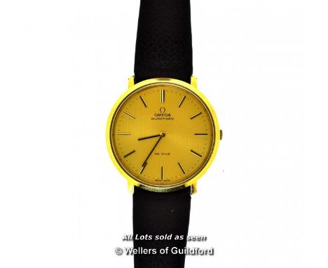 *Gentlemen'S Vintage Omega De Ville Automatic Wristwatch, Circular Gold Coloured Dial On A Black Leather Strap [LQD123]