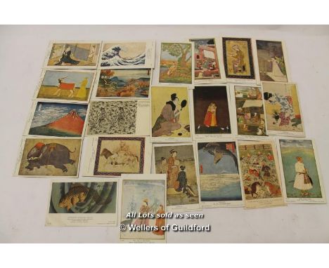 A Collection Of 21 Vintage British Museum Postcards Depicting Far Eastern Works Of Art; A Medici Society Postcard (22).