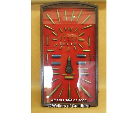 *Mounted Display Case Of 19th Century Ammunition &amp; Old Powder Case [LQD123]