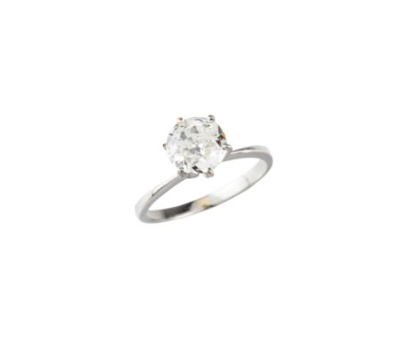 A solitary ringPlatinumSet with brilliant cut diamond (ca. 1.65ct) possibly purity K/L and clarity Vs2Portugal, circa 1950Unm