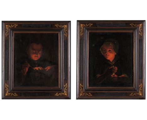 Oriental school, 19th centuryA portrait of two childrenOil on canvas47x38 cm