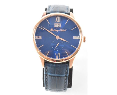 A&nbsp;Mathey-Tissot wristwatch. The watch having Roman numerals to the chapter ring, aperture at twelve and one subsidiary d