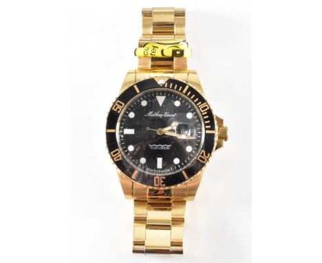 A&nbsp;Mathey-Tissot gentleman's wristwatch. The watch having baton and dot numerals to the chapter ring and aperture at thre