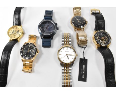 A group of six gentlemen's wrist watches. The lot to include Sekonda 50 metres watch, Rotary 200 metres watch, Kenneth Cole d