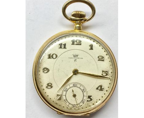 14ct Gold Continental chronometer Pocket watch ,watch is ticking when wound  hallmarked 14k 585  measure approx 45mm dia not 