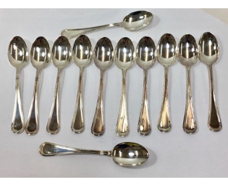 set of 12  925 silver hallmarked tea spoons weight  198g