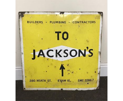 Vintage Square Enamel advertising sign has wear and rust to edges , approx measurements: 30"width by 30"length