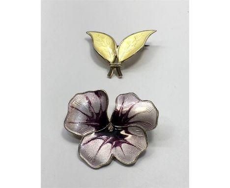 2 Norway Silver & Enamel David Andersen Brooches both in good condition 