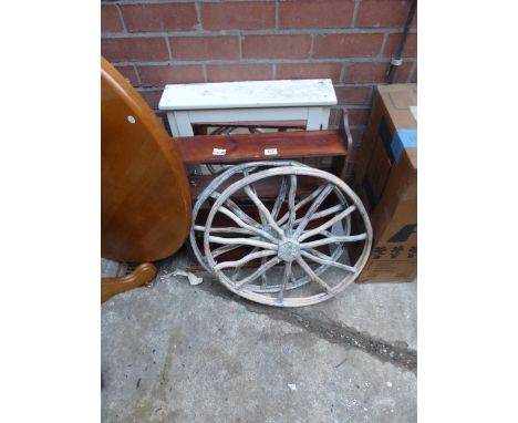 Two bamboo wheels, bathroom cabinet and shelf