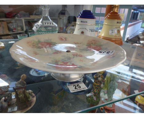Clarice Cliff cake plate on aluminium stand