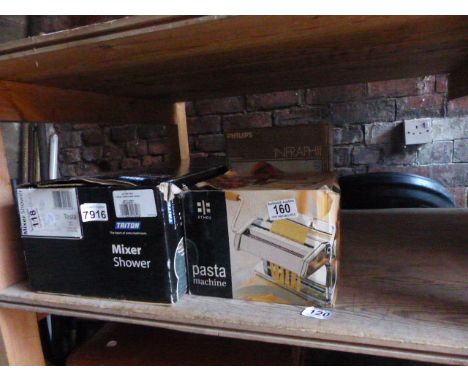Boxed Triton mixer shower, Philips Infraphil light etc