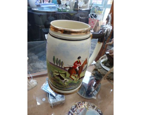 Ceramic musical tankard with hunting scene
