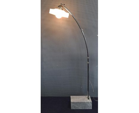 Unknown Designer, possibly Italian, a chromed metal and marble floor standing lamp, 198cm high