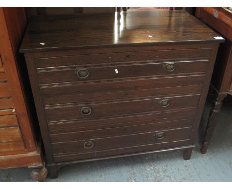 Mid century oak straight front chest of three long drawers on bracket feet.(B.P. 21% + VAT) 