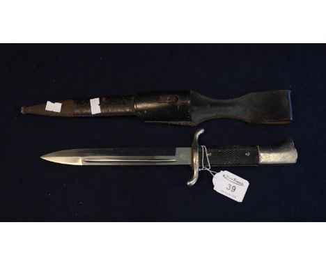 German probably Second World War period military dagger, single edged fullered blade marked E.U.F Horster, Solingen, having c