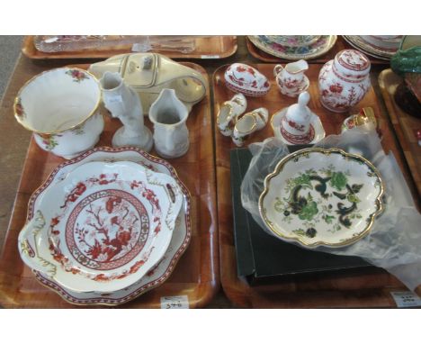 Two trays of assorted china to particularly include; Coalport 'Indian Tree Coral' design items, ginger jar and cover, bell, d