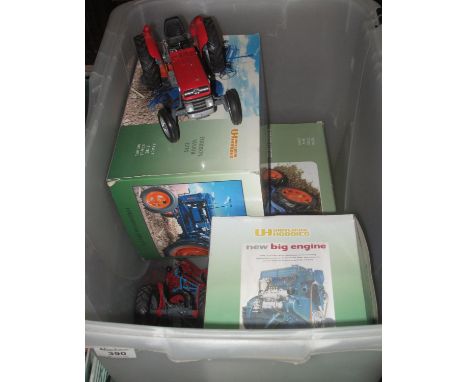 A box of model diecast tractors by Universal Hobbies 1:16 scale models and other, including Fordson Major E27N, some in origi