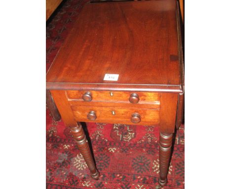 Victorian mahogany ladies work table on bobbin turned tapering supports and castors.(B.P. 21% + VAT) 