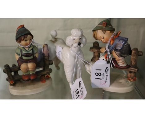 Beswick study of a white poodle, together with two Hummel figurines. (B.P. 21% + VAT) 