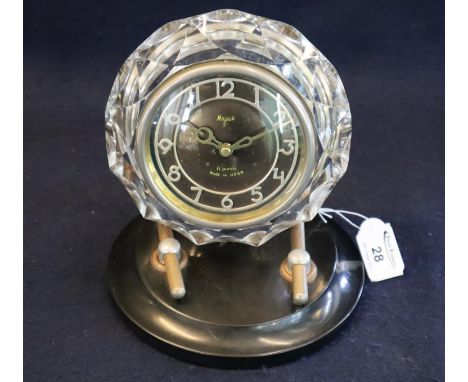 Unusual Majak Russian made (USSR) plastic and bakelite mantel clock. 21cm high approx. (B.P. 21% + VAT) 