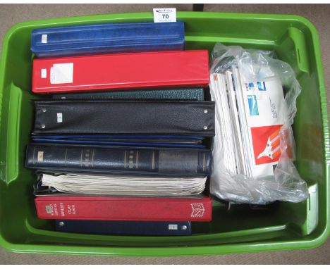Large plastic box of various Great Britain first day covers in albums and loose, omnibus FDC'S including 1977 jubilee, 1978 C