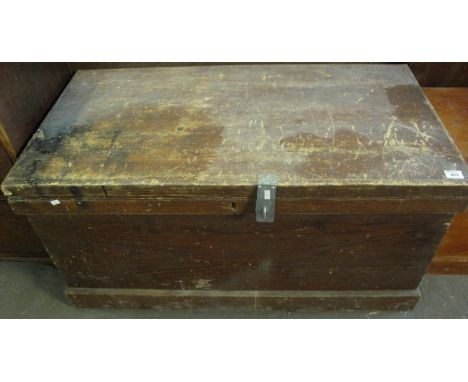 Victorian pine trunk of rectangular form with metal carrying handles. (B.P. 21% + VAT) measurements : 107 x 57 x 54 cm Approx