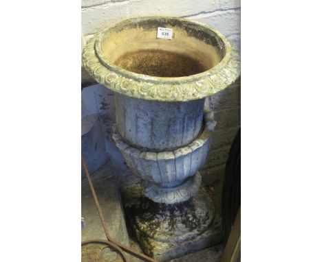 Modern composite urn shaped classical design garden planter. (B.P. 21% + VAT)Weathered condition, some chips in place. Height