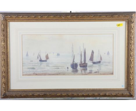 Fred Slocombe: watercolours, portrait of a peasant girl, signed and dated 1876, 9" x 6", and a companion watercolour of fishi