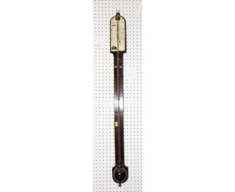 A 19th Century rosewood stick barometer with ivory scales by Hopwood, Colchester