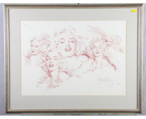 Gordon King: a limited edition coloured print, studies of Marilyn Monroe