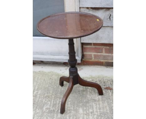 A Victorian mahogany circular occasional table, on turned stem and tripod base, 20" dia