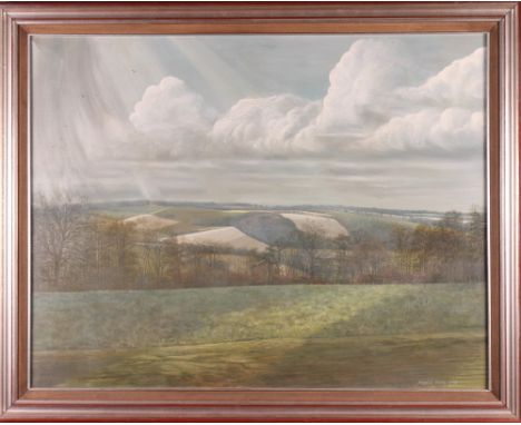 Dugald Stark: oil on canvas, Chiltern landscape, 27" x 35", in silvered frame