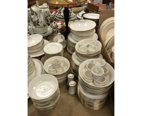 A large collection of Noritake "Golden Cove" (7719) dinner service (fourteen place setting) comprising dinner plates, medium 