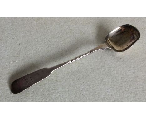 A Provincial (?) silver ladle with crested terminal. Punched 'WM' verso. Approx. 21 grams. Est. £20 - £30.