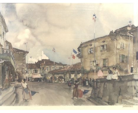 After Sir William Russell Flint, R.A., P.R.W.S. (1880-1969): Bastille Day, Patriotic France, a limited edition print, with bl