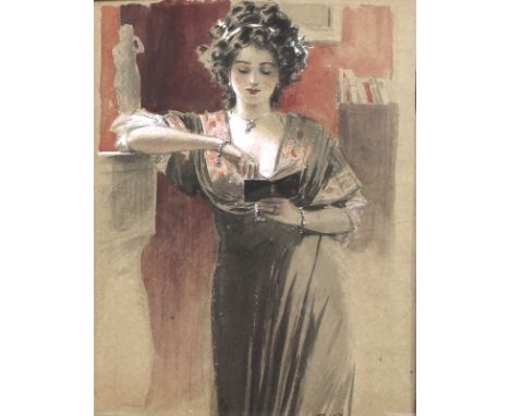 Walter H. Caffyn (British, 1845-1898): a portrait of the artist's step daughter, pencil and watercolour, heightened with whit