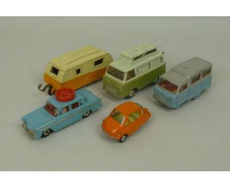 A group of diecast cars to include, Corgi No.233 Heinkel Economy Car, orange body, grey interior, flat spun hubs, Corgi No 42