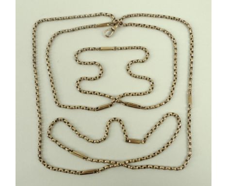 A 9ct gold Albert chain, 142cm, 30g. 