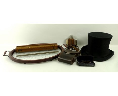 An opera collapsible top hat, by Thos Townsend and Co, Lime Street, London, and a collection of collectables to include a pin