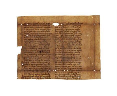 Palladius of Cappadocia, Historia Lausiaca, in Latin translation, cutting from a large leaf, decorated manuscript on parchmen