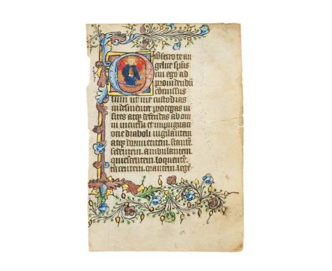 Leaf from an English Book of Hours, Use of Sarum, with a miniature of the Virgin, in Latin, illuminated manuscript on parchme