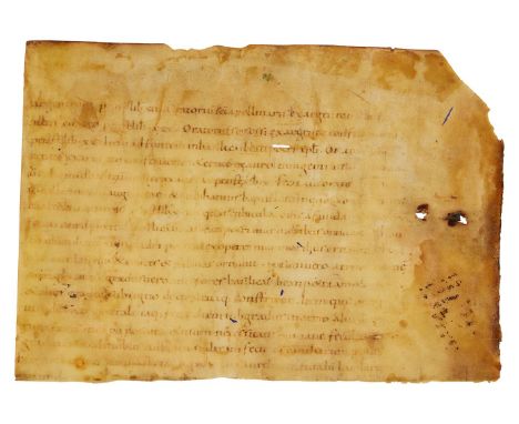 Two cuttings from an early Liber Pontificalis, in Latin, manuscript on parchment [perhaps Poland, or south-east Germany, tent