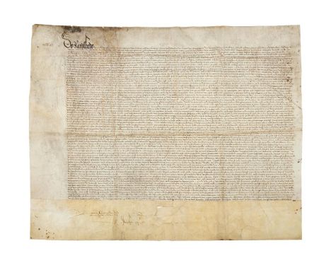‡ Document of the Raad van Vlaanderen, reissuing a long grant of Andries Velle, bailiff, and other officials and men of the v